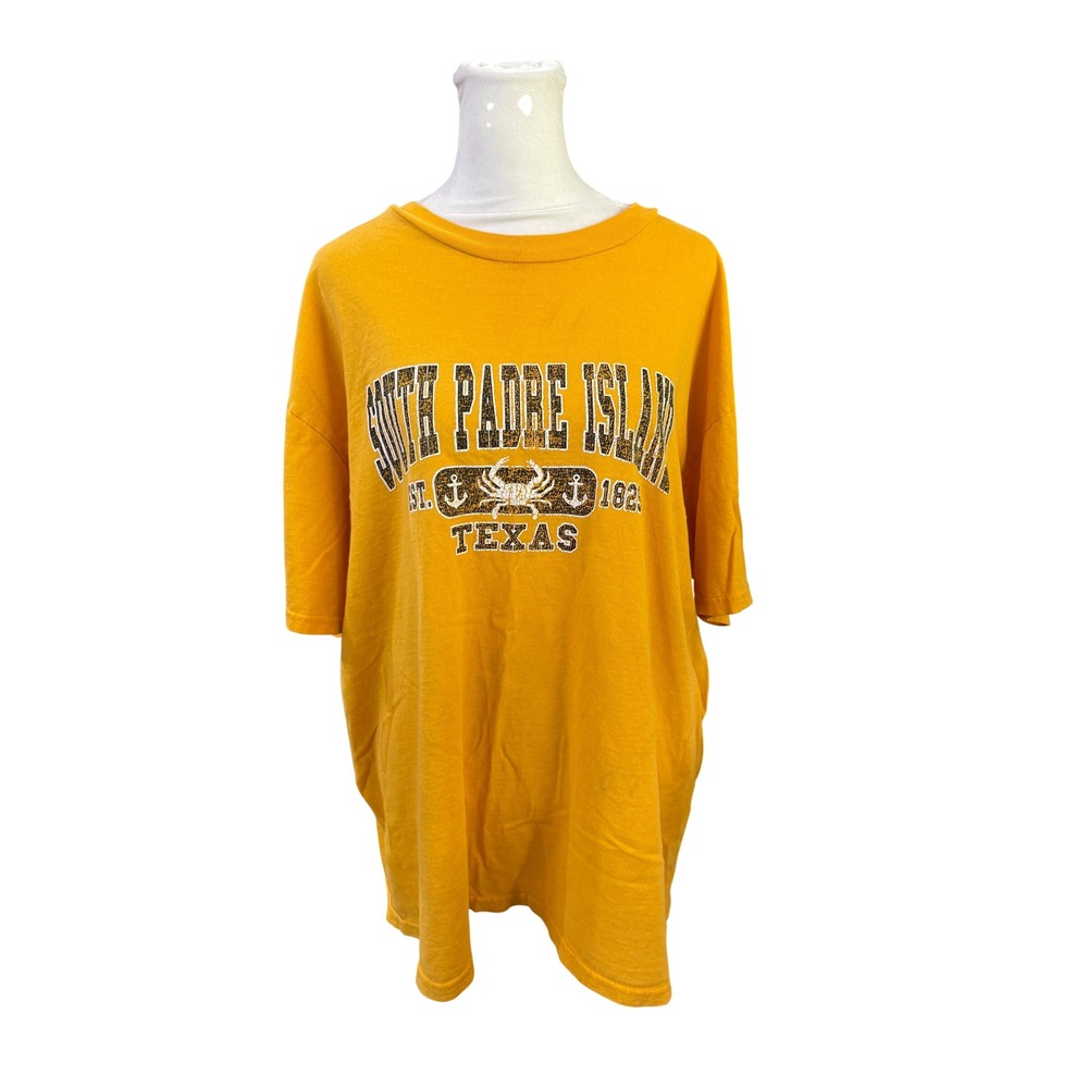 Trueno South Padre Island Texas Graphic T-Shirt Yellow XL Cotton Short Sleeve
